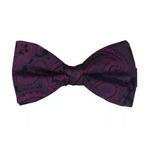 MOSS 1851 Purple Paisley Adjustable Silk Bow Tie 2.5" EC